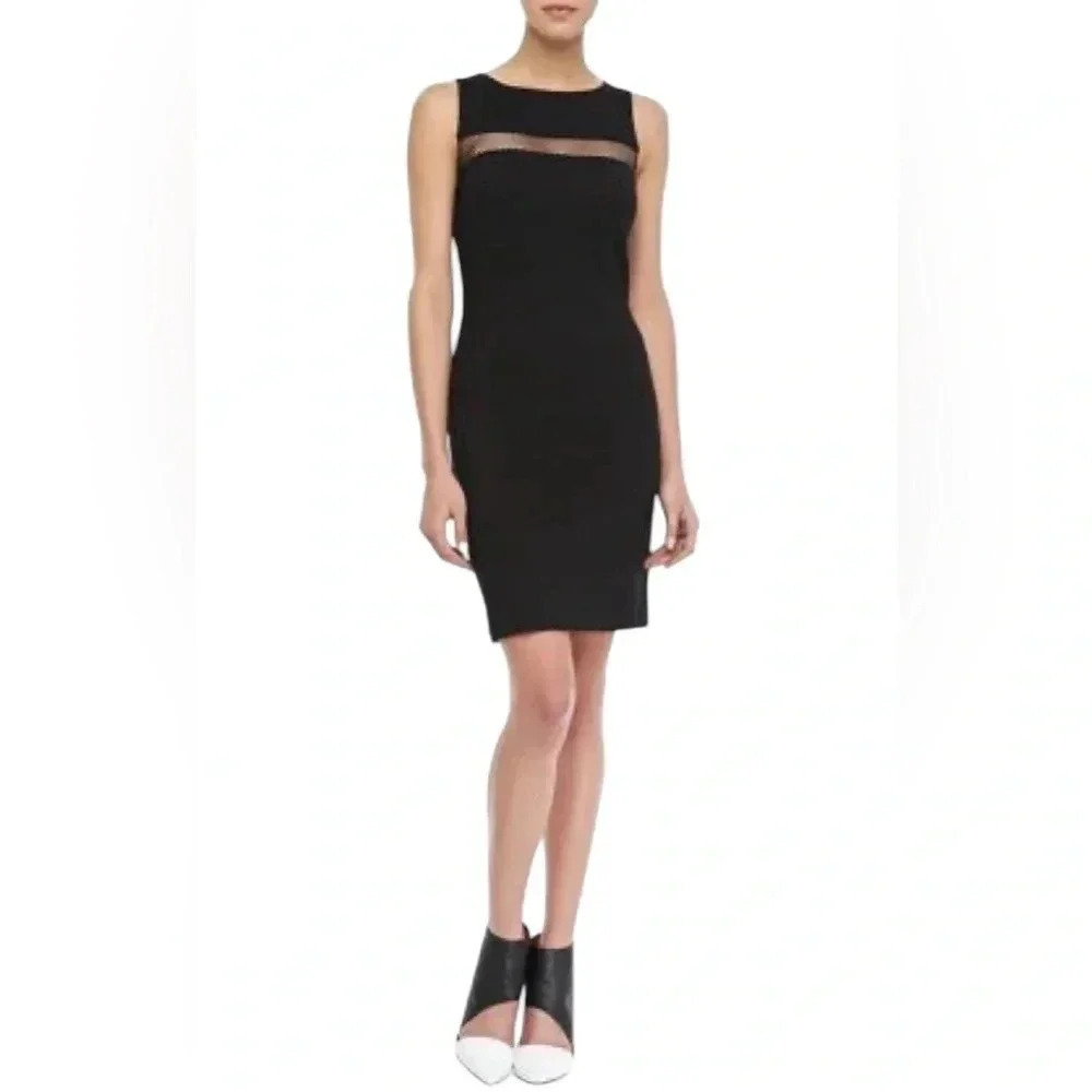 Amanda Uprichard Dress Women Size M Bodycon Front Mesh Slim Black Sexy‎ Elegant